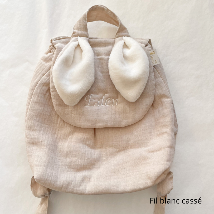 Sac à dos lapin personnalisable gaze Latte
