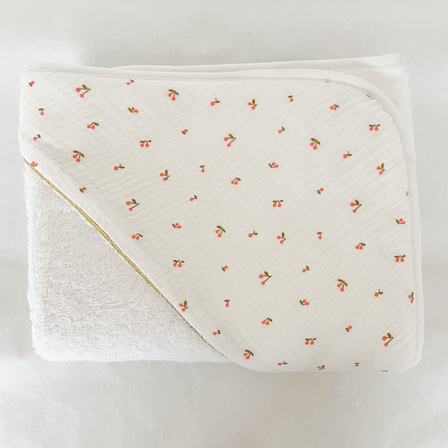 Cape de bain coton Cerises