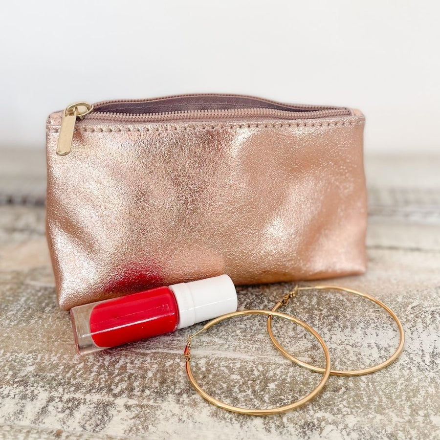 Trousse maquillage en cuir irisé