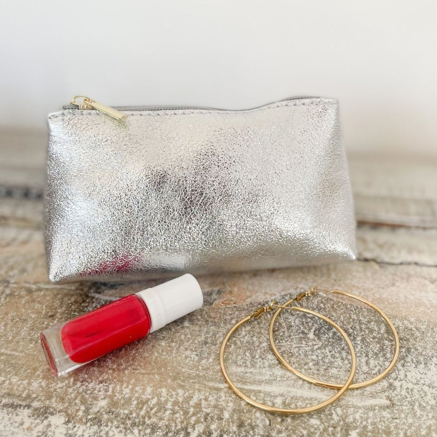 Trousse maquillage en cuir irisé