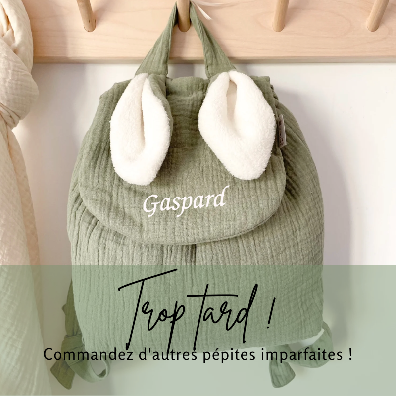Sac à dos lapin gaze kaki * Imparfaits