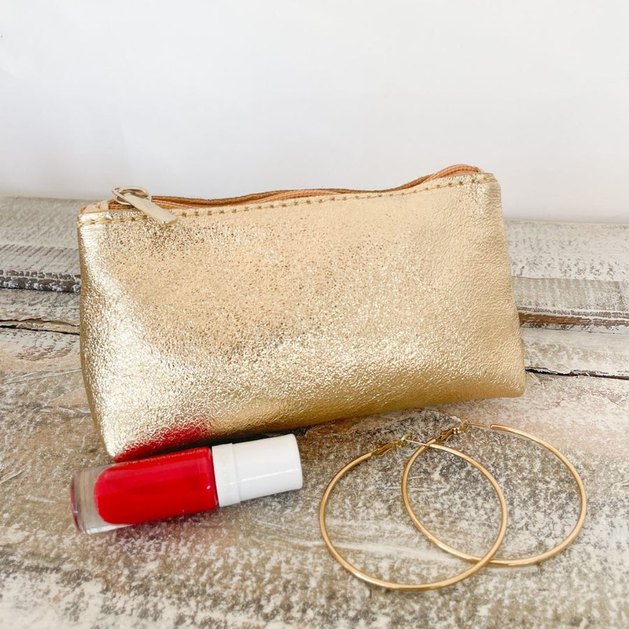 Trousse maquillage en cuir irisé