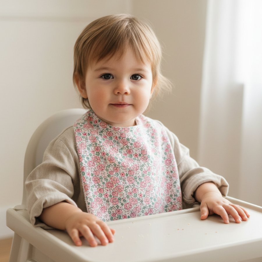 SERVIETTE DE TABLE / CANTINE - Fleuri rose