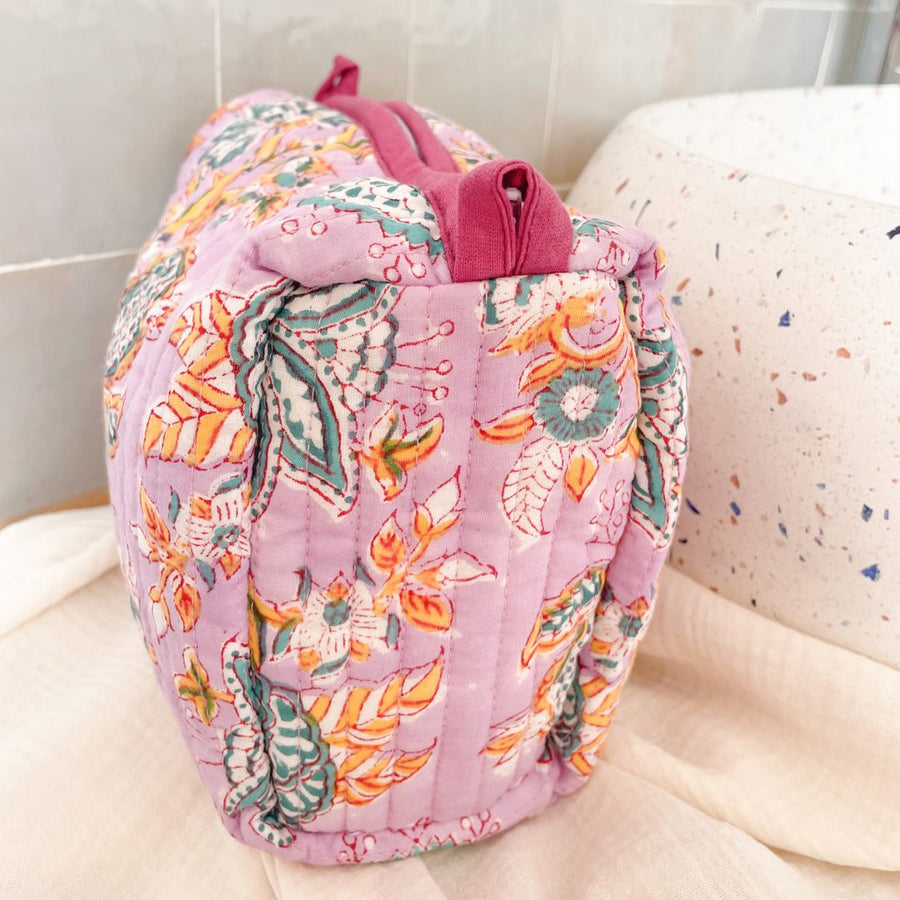 Trousse de toilette India rose lilas