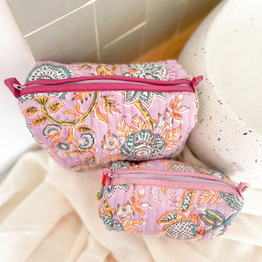 Trousse de toilette India rose lilas