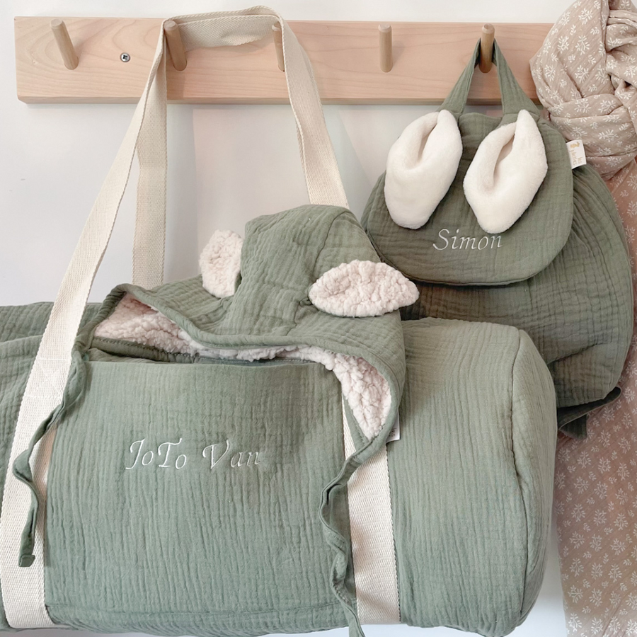 Sac à dos lapin personnalisable gaze bleu stone