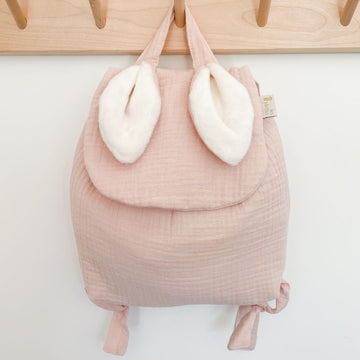 Sac à dos lapin gaze Rose poudre