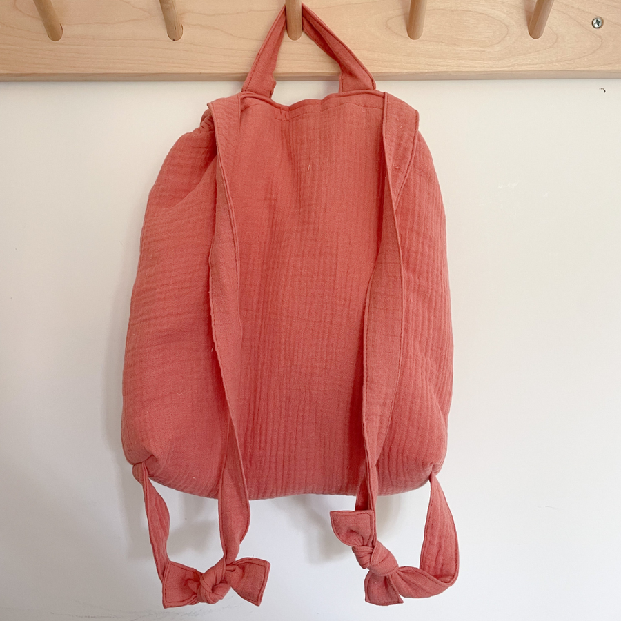Sac à dos lapin personnalisable gaze terracotta