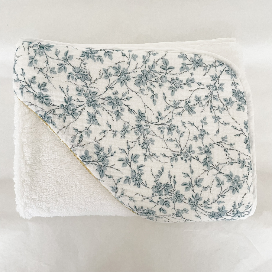 Cape de bain coton Jouy bleu