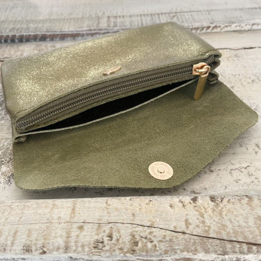Portefeuille en cuir irisé