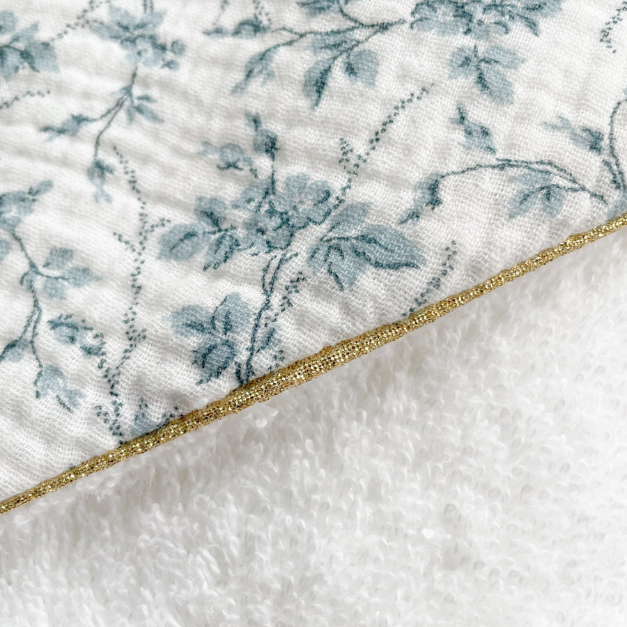 Cape de bain coton Jouy bleu