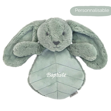 Doudou lapin plat personnalisé 30cm - Kaki