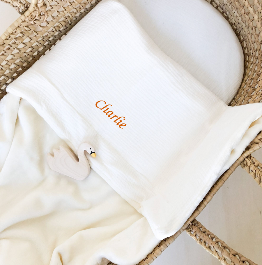 Couverture bébé doudou mi saison blanc cassé