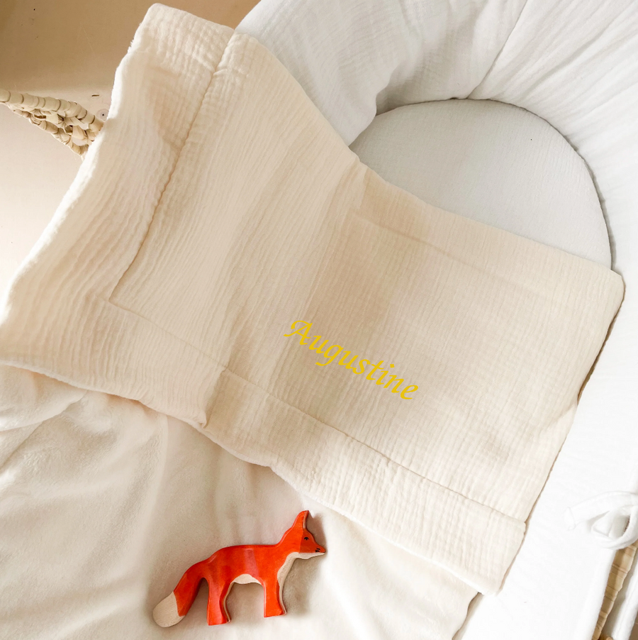 Couverture bébé doudou mi saison écru