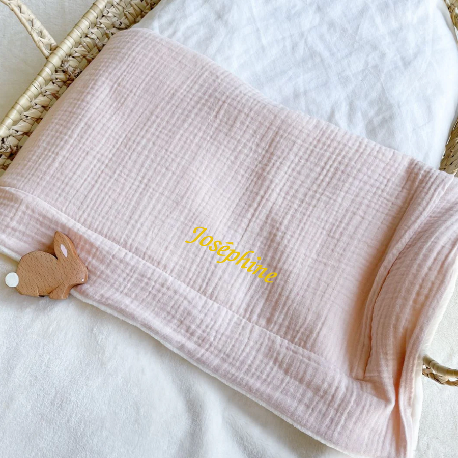 Couverture bébé doudou toute saison rose poudré