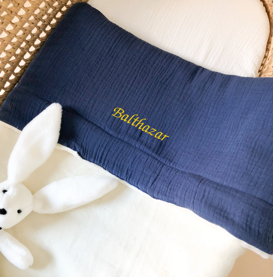 Couverture bébé doudou marine