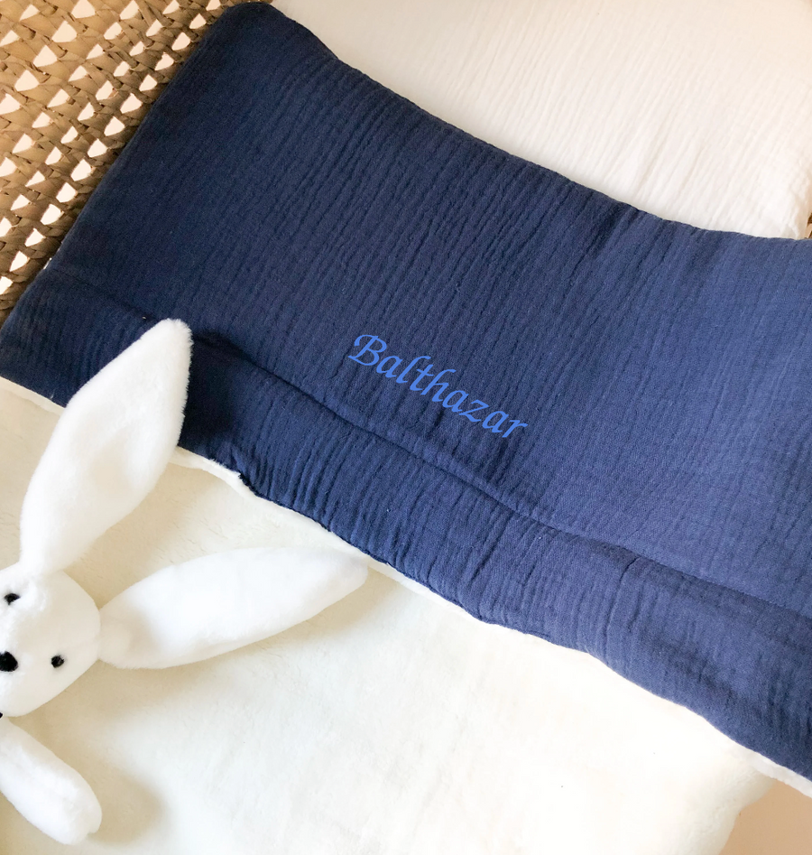 Couverture bébé doudou marine