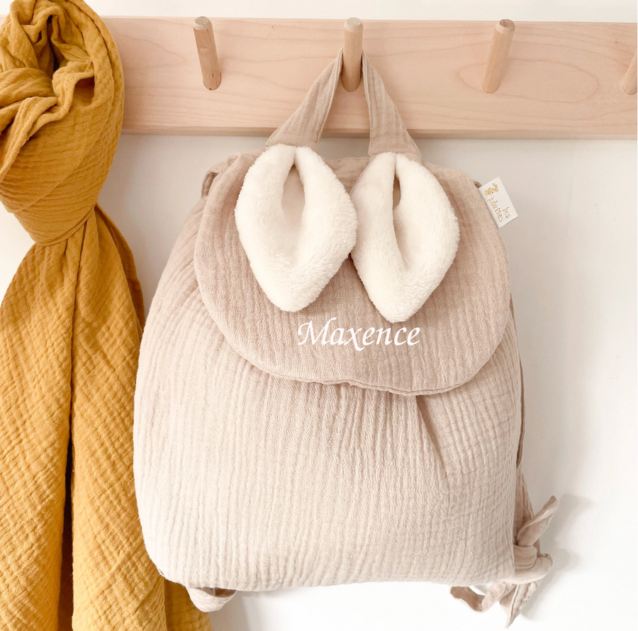Sac à dos lapin gaze Latte