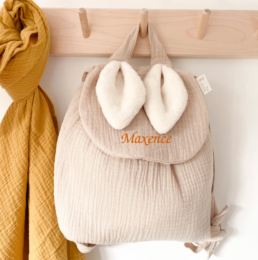 Sac à dos lapin gaze Latte