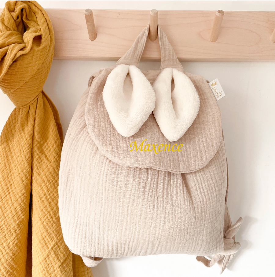 Sac à dos lapin gaze Latte