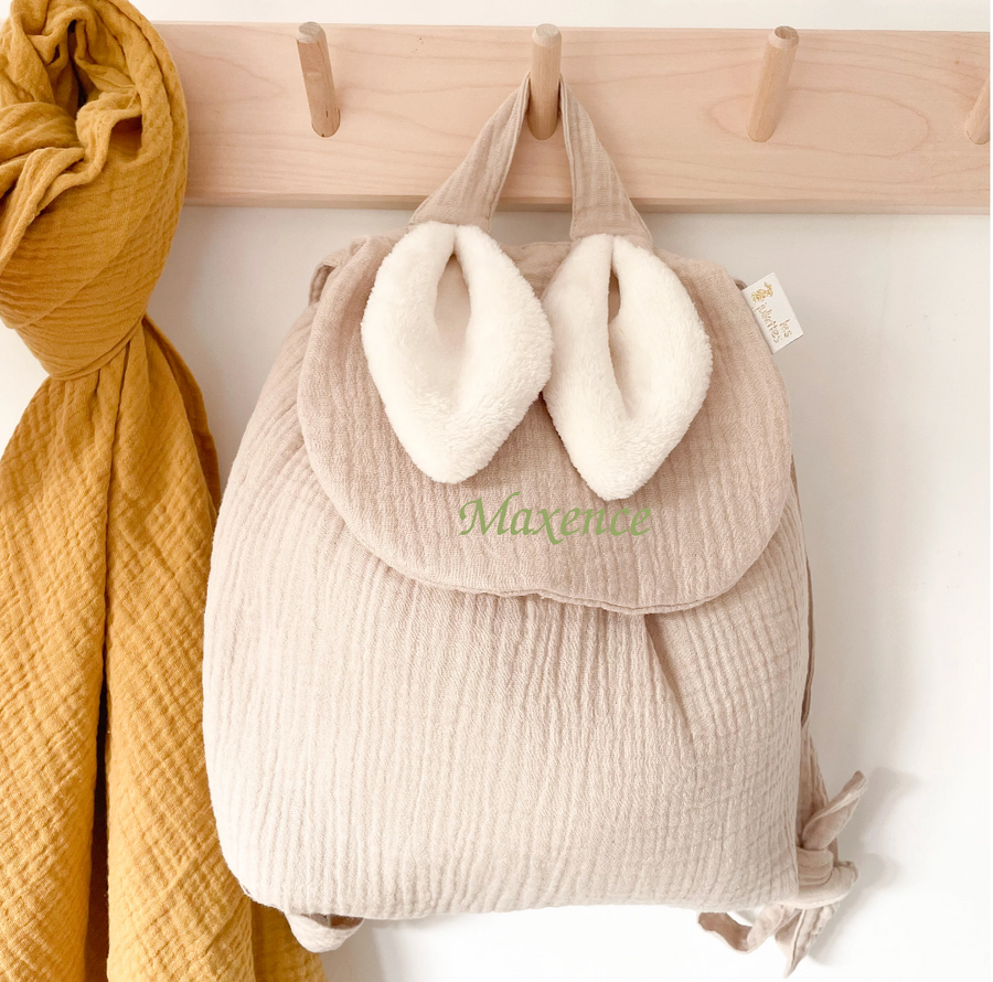 Sac à dos lapin gaze Latte