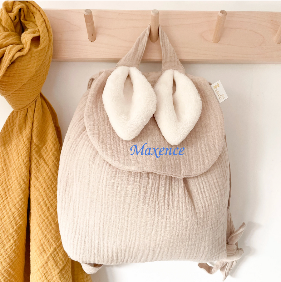 Sac à dos lapin gaze Latte