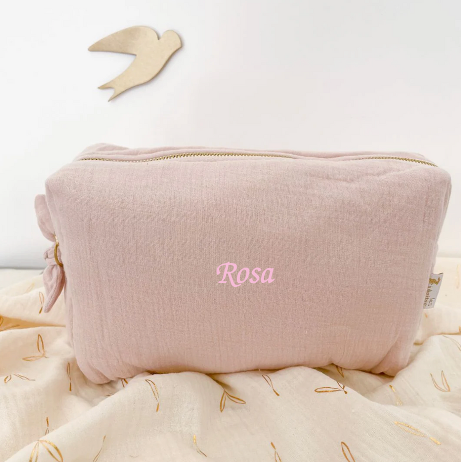 Trousse de toilette rose poudre