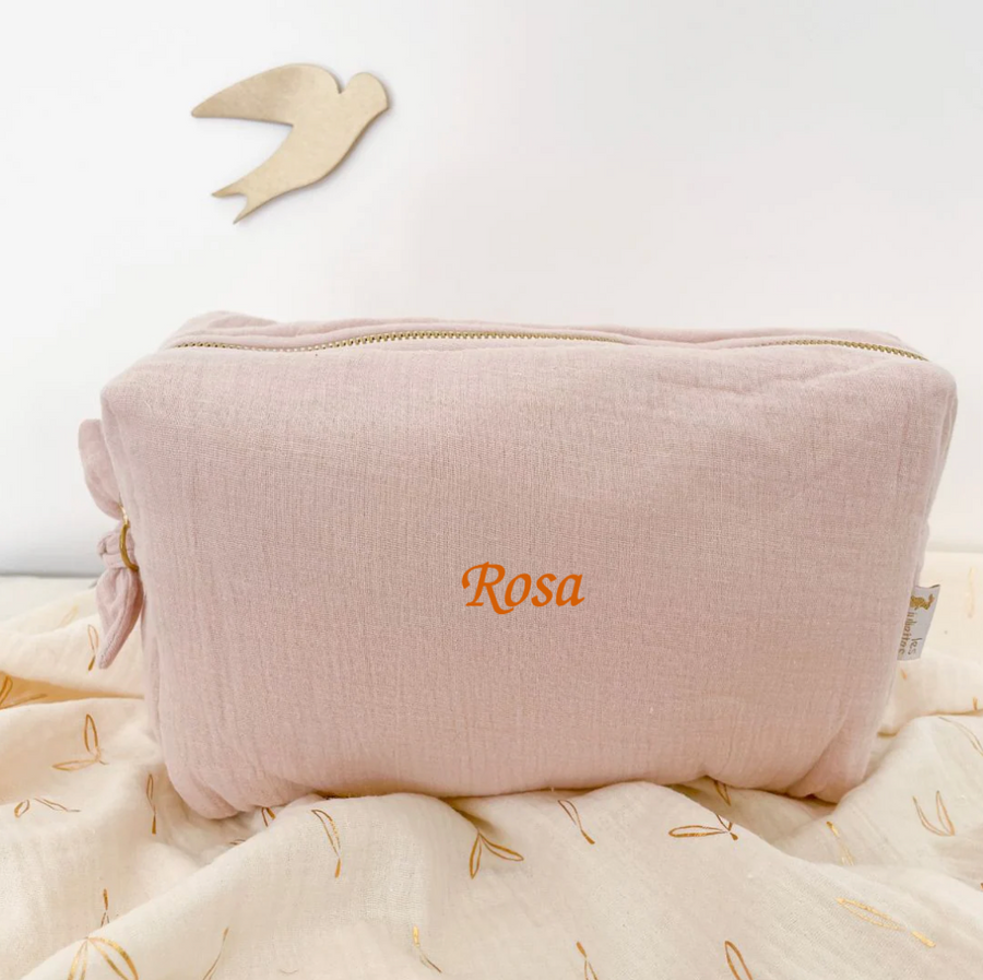 Trousse de toilette rose poudre