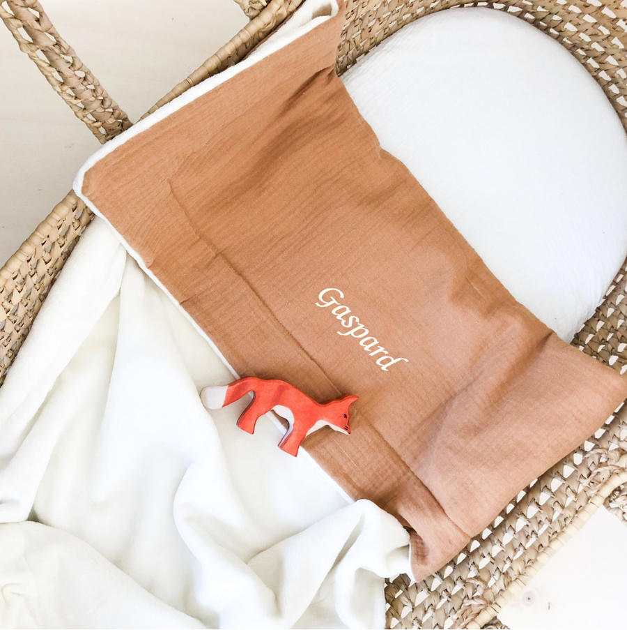 Couverture bébé doudou mi saison caramel
