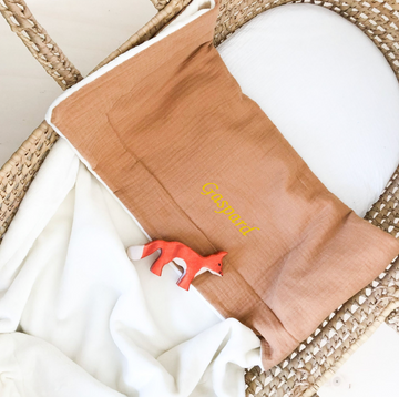 Couverture bébé doudou personnalisable mi saison caramel