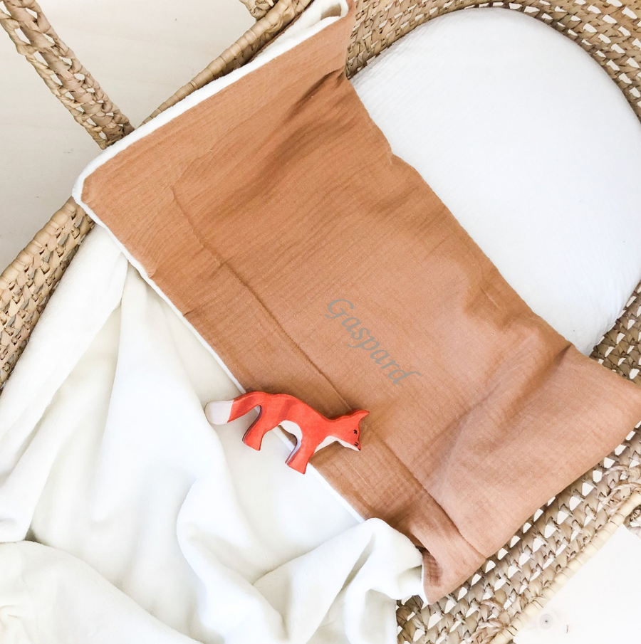 Couverture bébé doudou mi saison caramel
