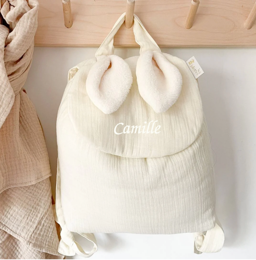 Sac à dos lapin gaze écru