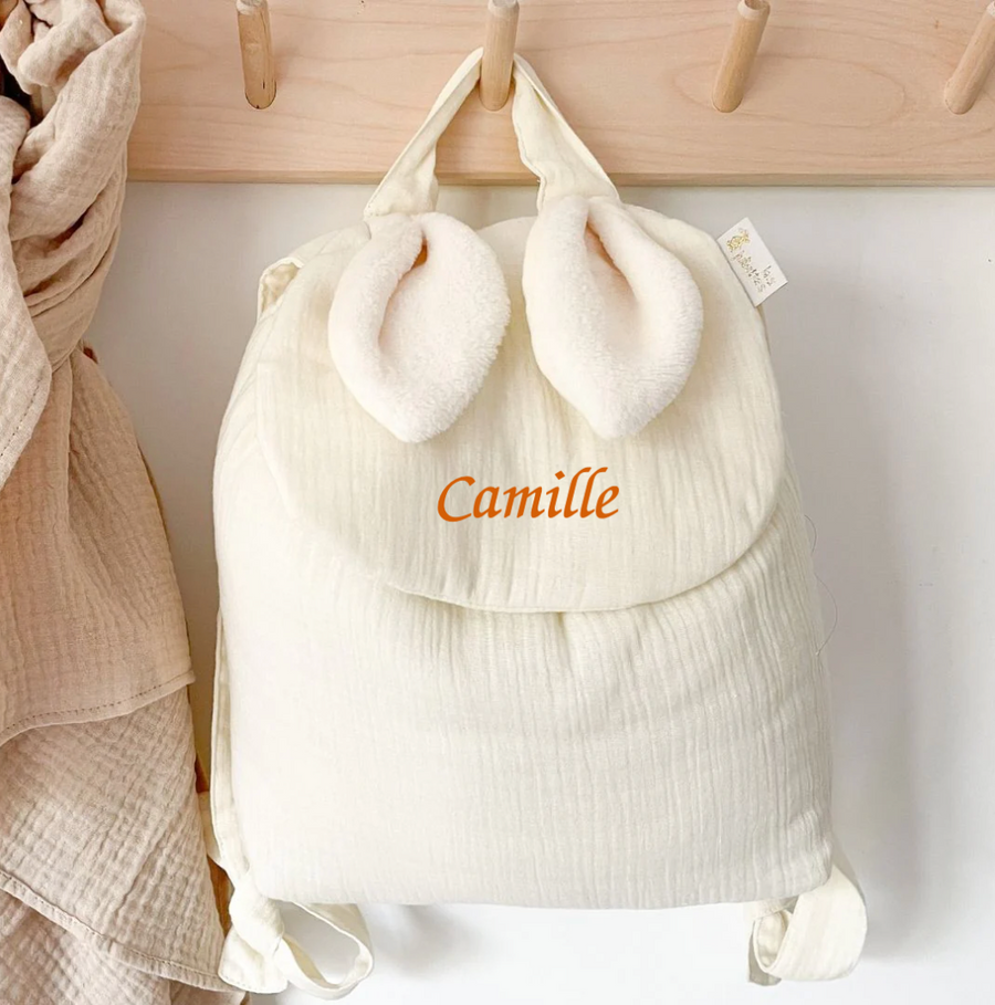Sac à dos lapin gaze écru