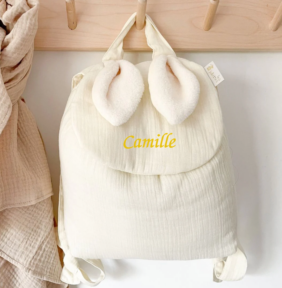Sac à dos lapin gaze écru