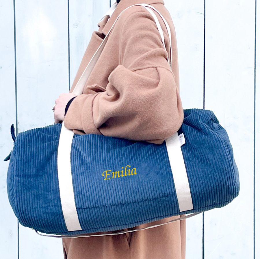 Sac à langer velours bleu baleine