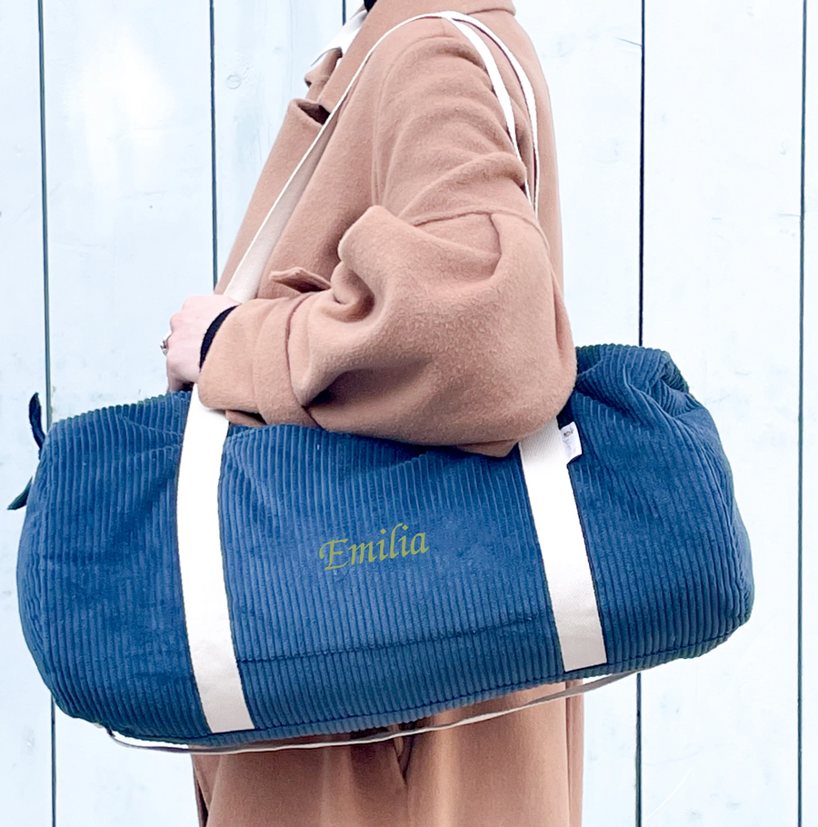 Sac à langer velours bleu baleine