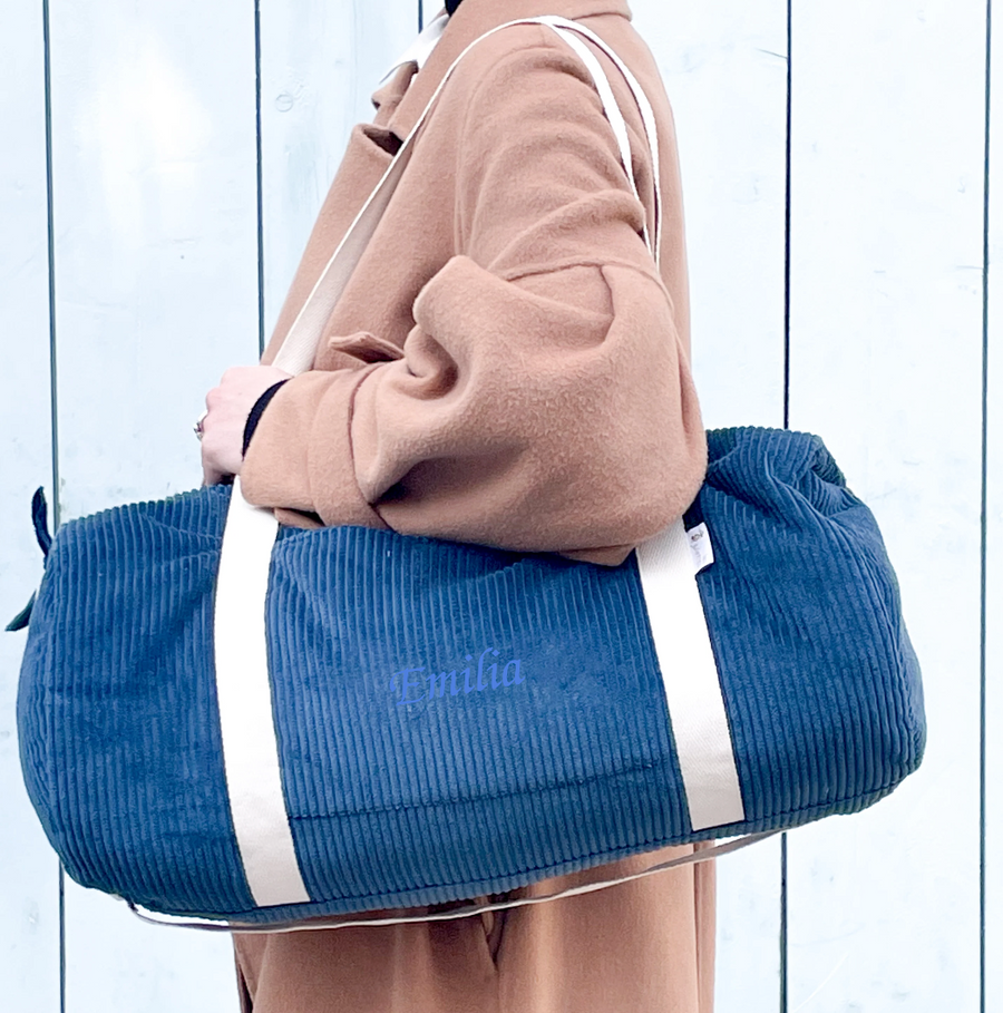 Sac à langer velours bleu baleine