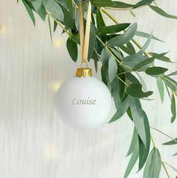 🎄 Boule de Noël blanc ivoire personnalisée en verre