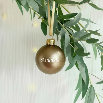 🎄 Boule de Noël kaki bronze personnalisée en verre