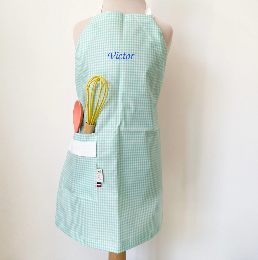 Tablier de cuisine enfant vichy mint