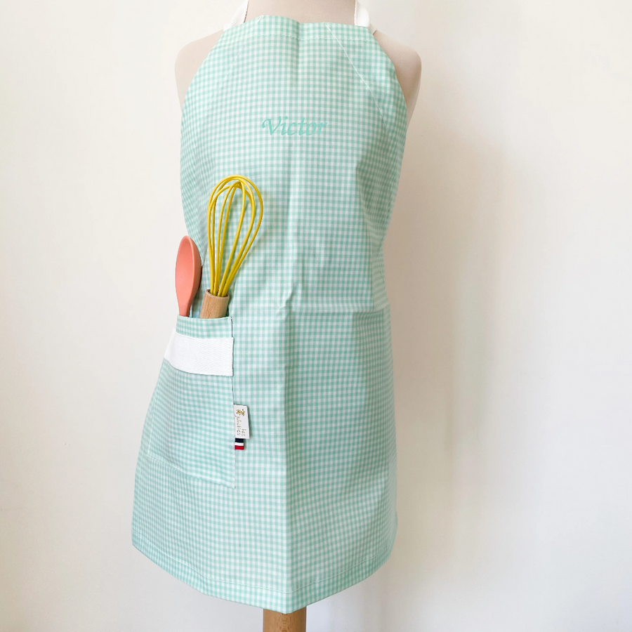 Tablier de cuisine enfant vichy mint