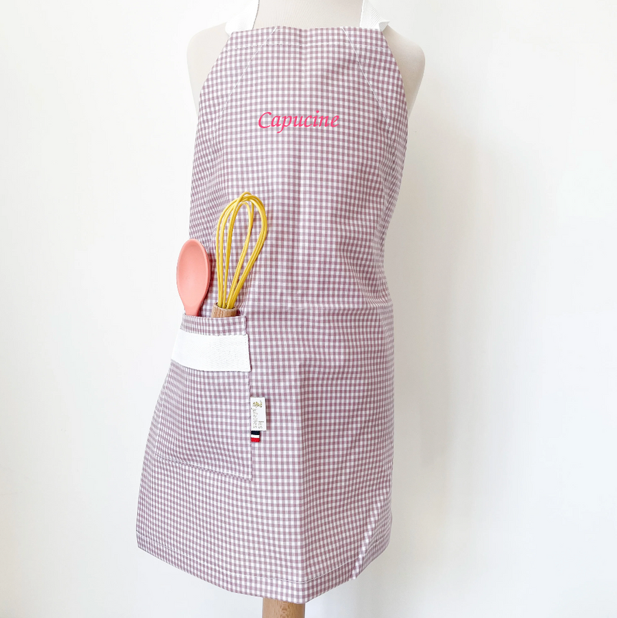 Tablier de cuisine enfant vichy lilas #101