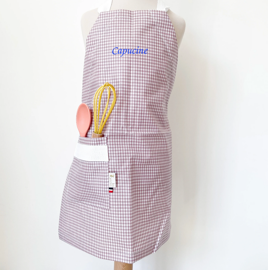 Tablier de cuisine enfant vichy lilas #101