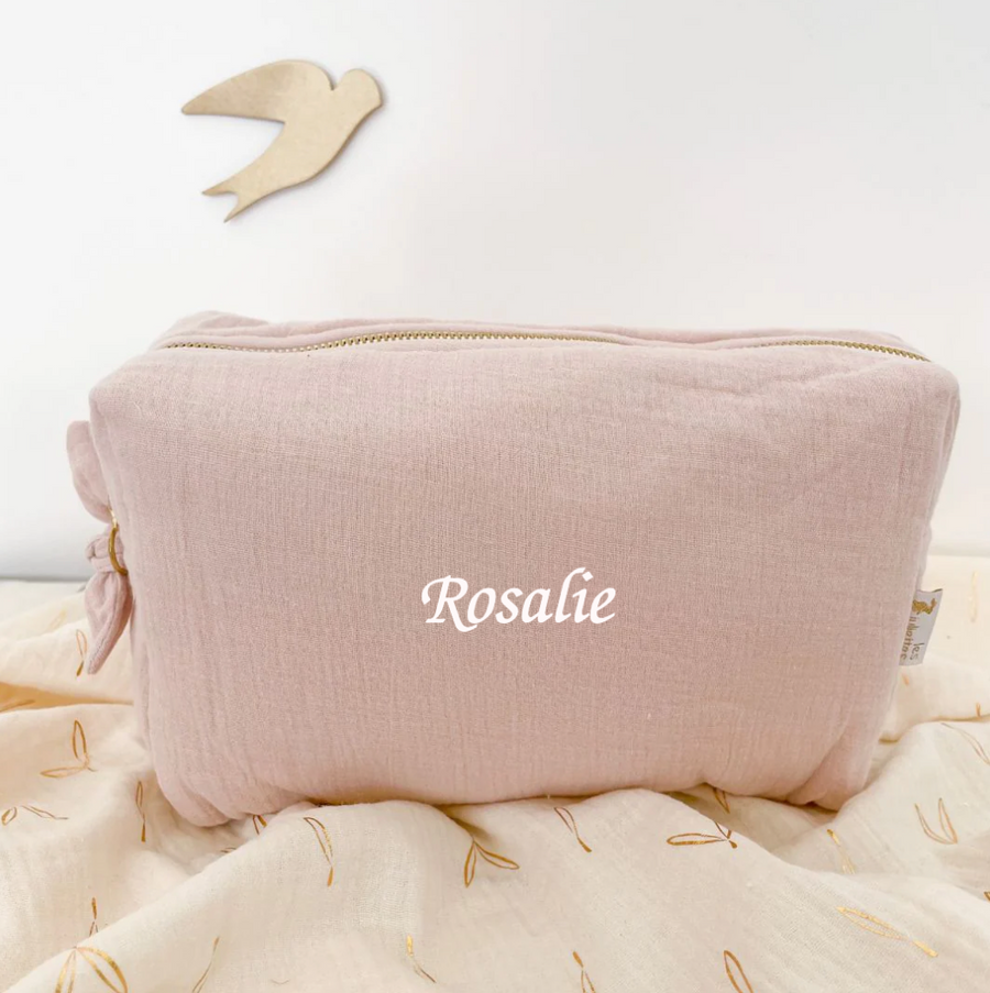 TROUSSE DE TOILETTE rose poudré personnalisable