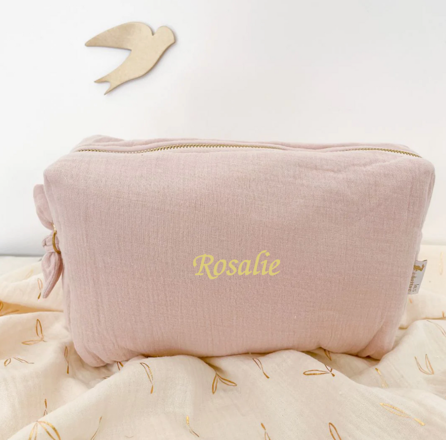 TROUSSE DE TOILETTE rose poudré personnalisable