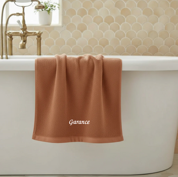 Serviette de bain personnalisable en éponge coton premium terracotta