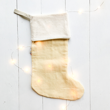 🎄 Chaussette de Noël personnalisable en lin jaune doux