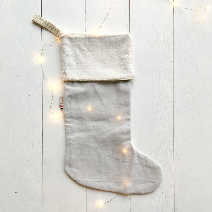 🎄 Chaussette de Noël personnalisable en lin gris clair