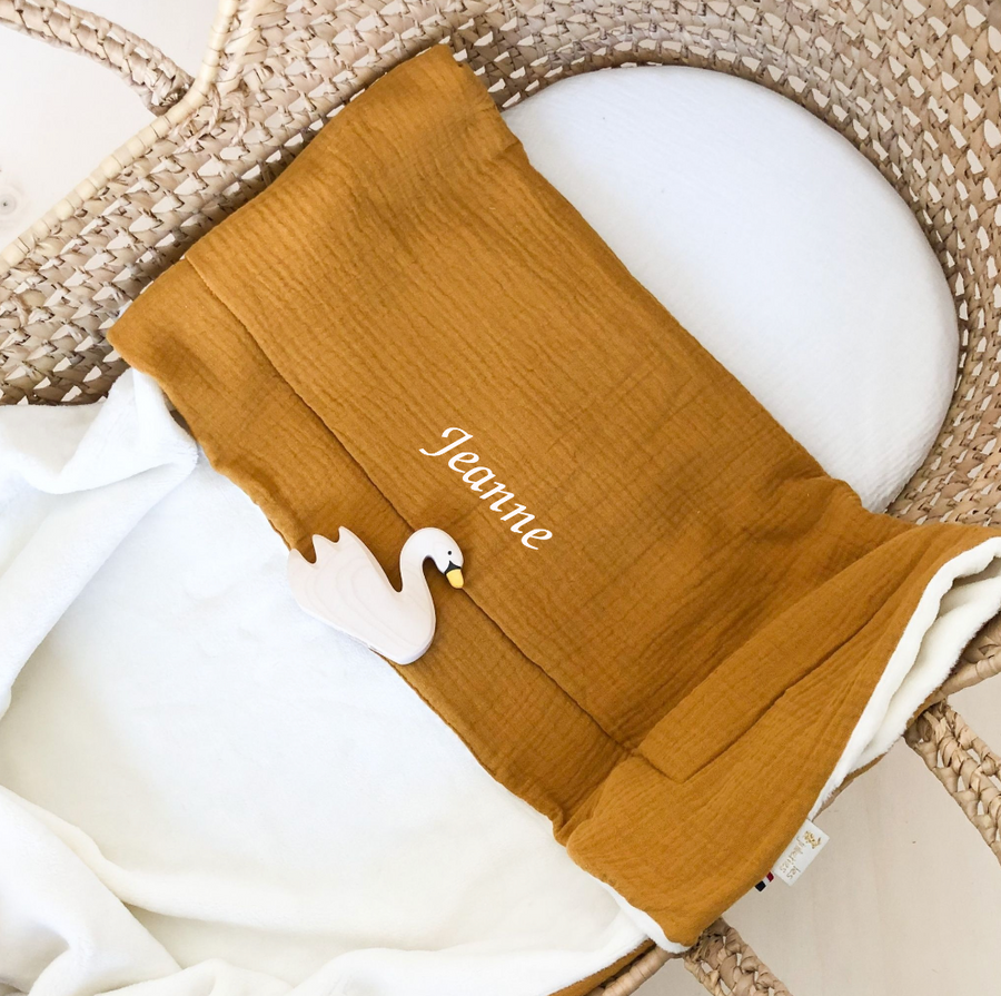 Couverture toute douce en double gaze pour bébé personnalisée - Cadeau de naissance