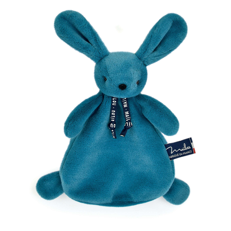Doudou lapin bleu personnalisable